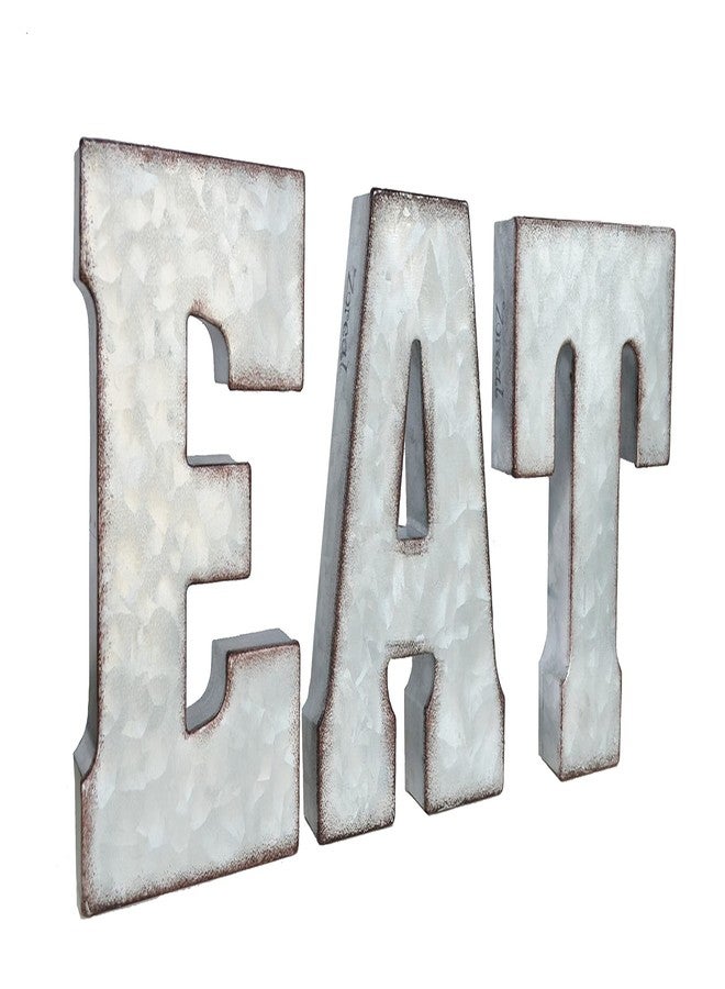 لوحة "EAT" من زوريال، مصنوعة من المعدن المجلفن، حروف معدنية ريفية، لوحة ديكور قائمة بذاتها، ديكور حائط - Image 1
